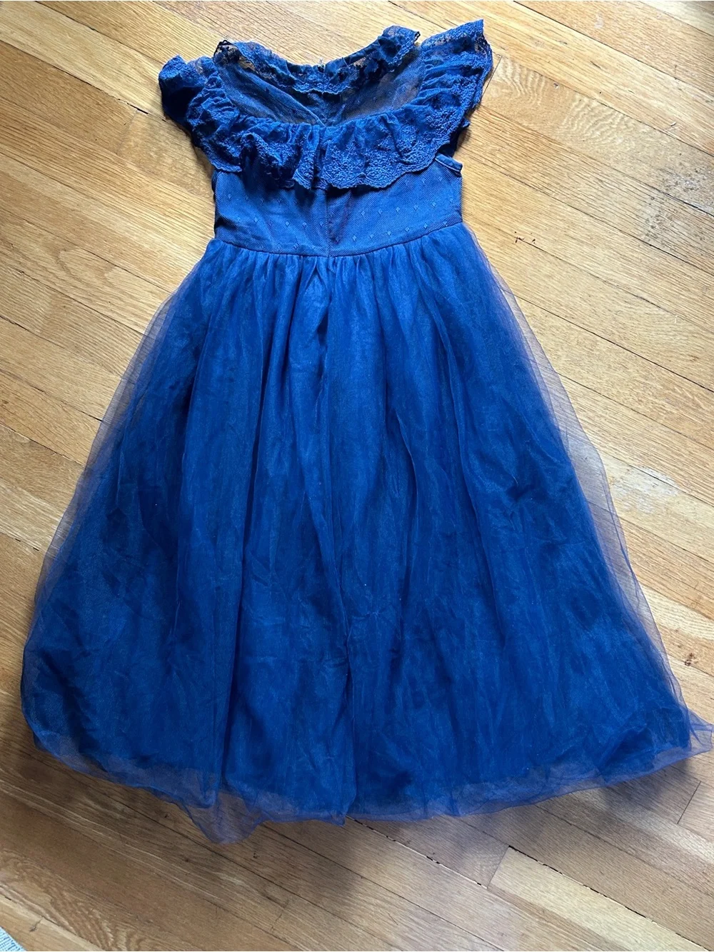 Blue Lace & Tulle Girls Formal Dress